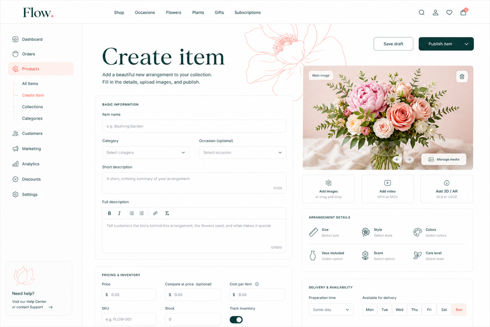 Create item preview